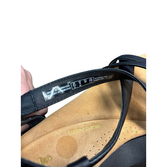 Clarks Artisan Black Leather Sandals Women's 8M Strappy Comfort Dressy Wedge Low - Picture 11 of 13